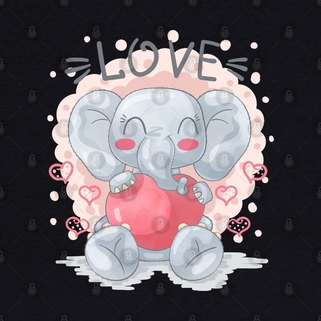 elephant love cartoon by Mako Design 